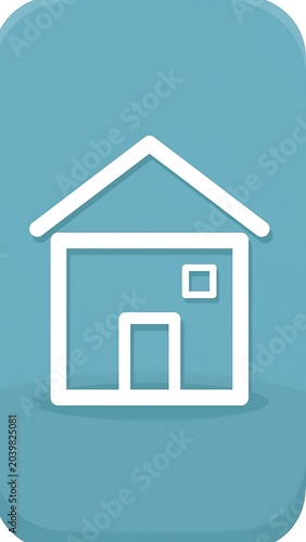 Minimalist home icon on teal background.