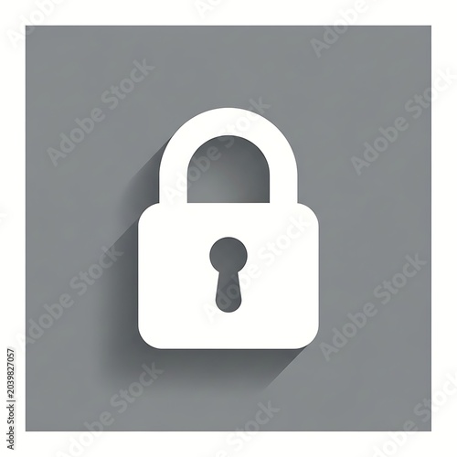 Minimalist lock icon on grey background.