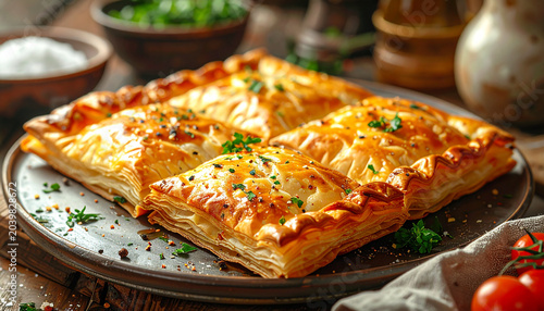 Golden flaky savory puff pastry