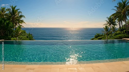 Luxury Infinity Pool Overlooking Ocean, Tropical Paradise Resort