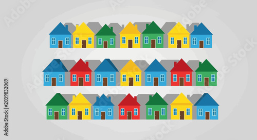 Tableau sur toile Colorful Houses Row Pattern - Real Estate, Neighborhood, Community Concept