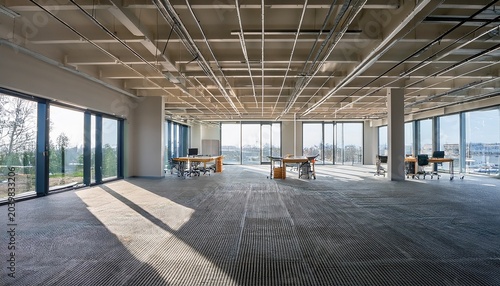spacious modern office interior under construction ready for fit out