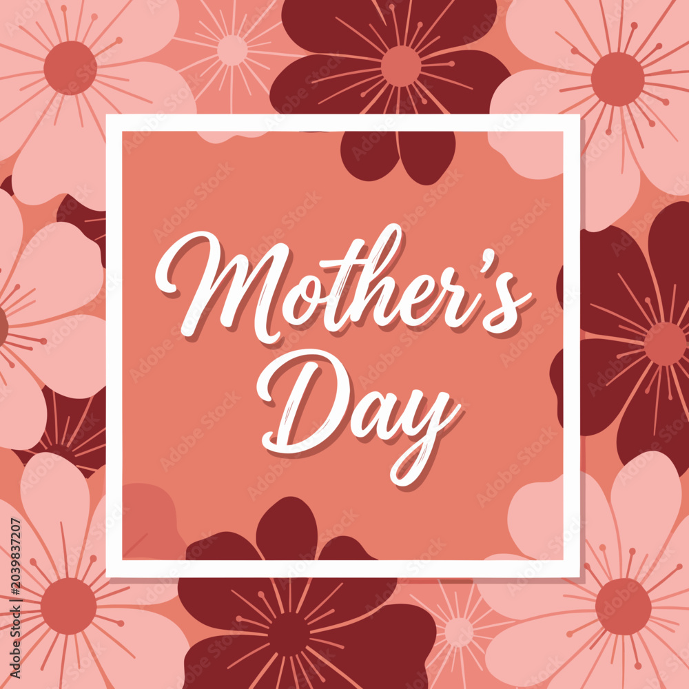 Obraz premium Mother'S Day Greeting Card with Floral Background Design