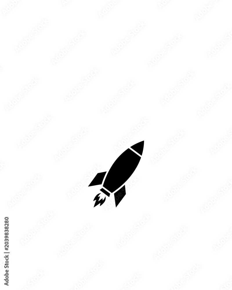 Obraz premium Minimalist Black Rocket Ship Icon Vector Illustration