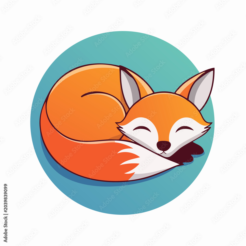 Obraz premium Cute Sleeping Fox Illustration