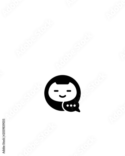 Chatbot Assistant Icon Vector Illustration in Black and White