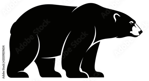 Εκτύπωση καμβά Black bear silhouette walking profile.