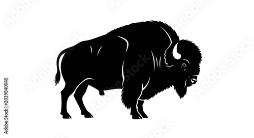 Obraz na płótnie Black silhouette of a bison standing.