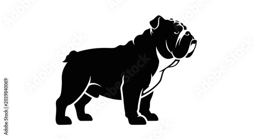 Fotografía Black silhouette of a bulldog standing.