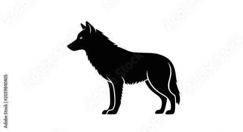 Konstfotografi Black silhouette of a standing wolf.