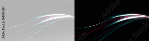 Slika na platnu Abstract glowing curve with colorful light streaks expressing speed innovation a