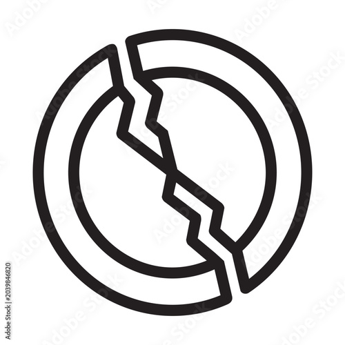 Bild auf Leinwand Broken circle concept icon representing failure or disruption vector illustratio