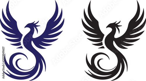 Tableau sur toile Phoenix bird icon in black and purple