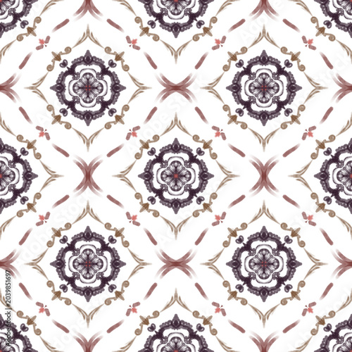 Seamless pattern with symmetrical flowers 