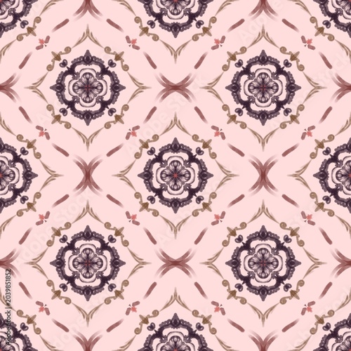Seamless pattern with symmetrical flowers 