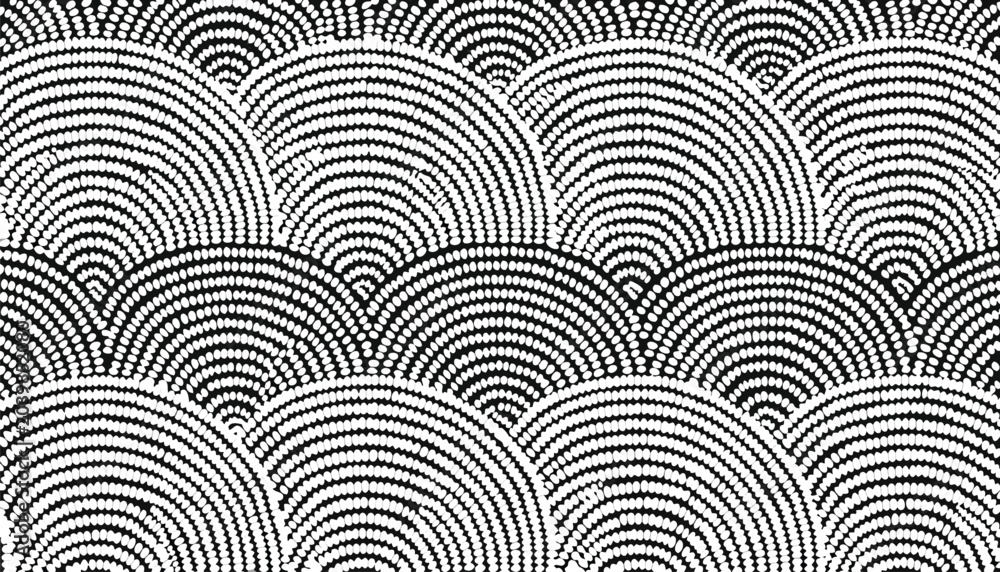 Foto Abstract monochrome pattern featuring repeating semicircular fish scale design e