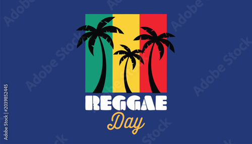 Bild auf Leinwand Vibrant reggae day graphic design with palm trees and colors