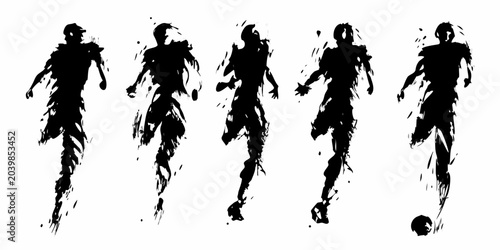 Foto soccer players silhouettes with ink splatter effect