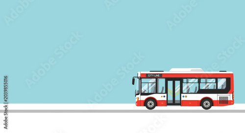 Photos Modern city bus driving on road, flat design, public transport concept