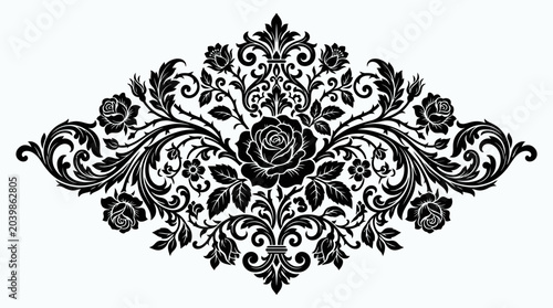 Fotografía Vintage floral ornamental vector tattoo design featuring seamless patterns, orna