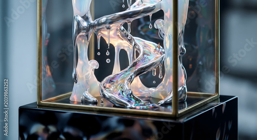 Abstract melting glass sculpture jellyfish close up