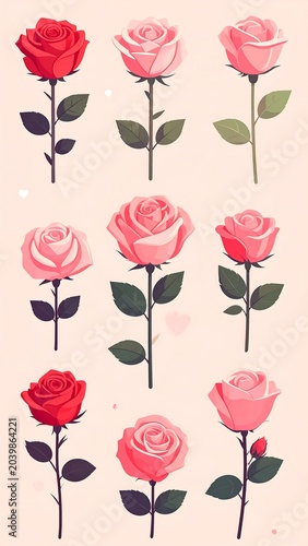 Roses in various shades