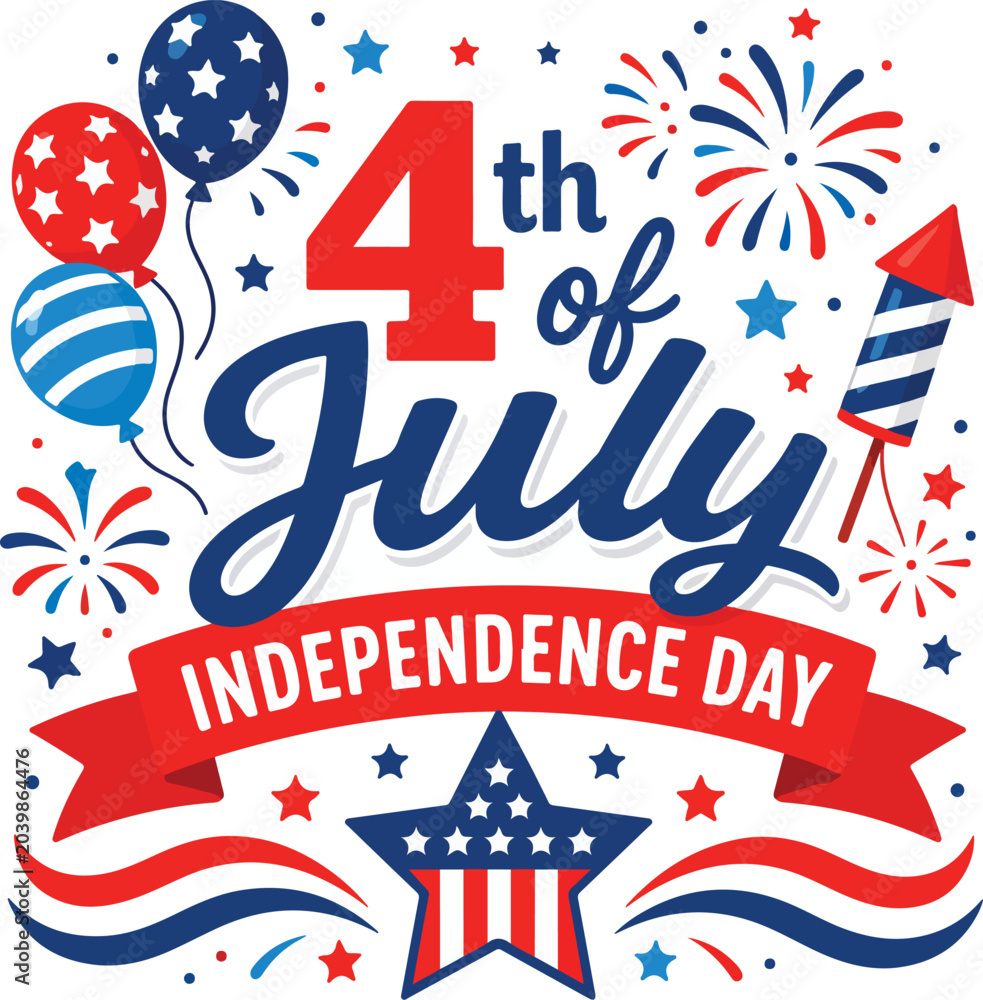 Fototapeta premium American Independence Day Celebration Text.