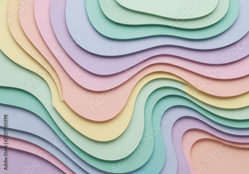 Abstract layered paper art design in pastel colors for creative backgrounds