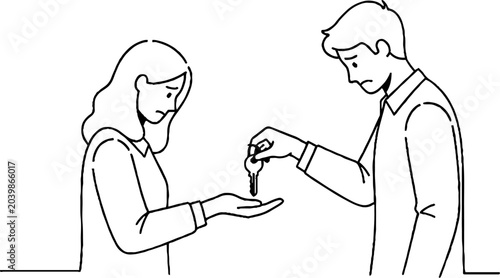 Two people exchanging small object in kind gesture.