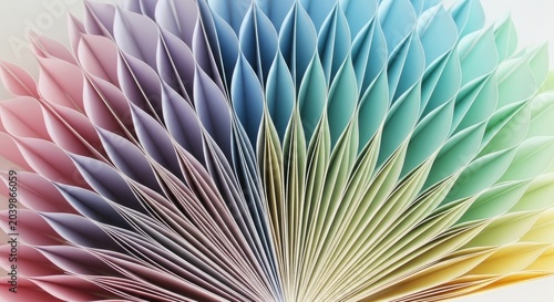 Abstract layered paper design with rainbow color palette creative background