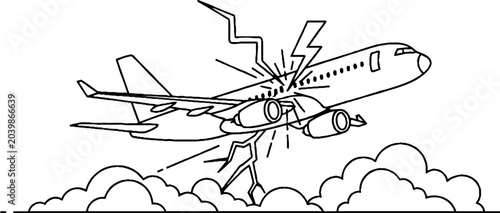 Whimsical Cartoon Airplane with Giant Mosquito Attack.
