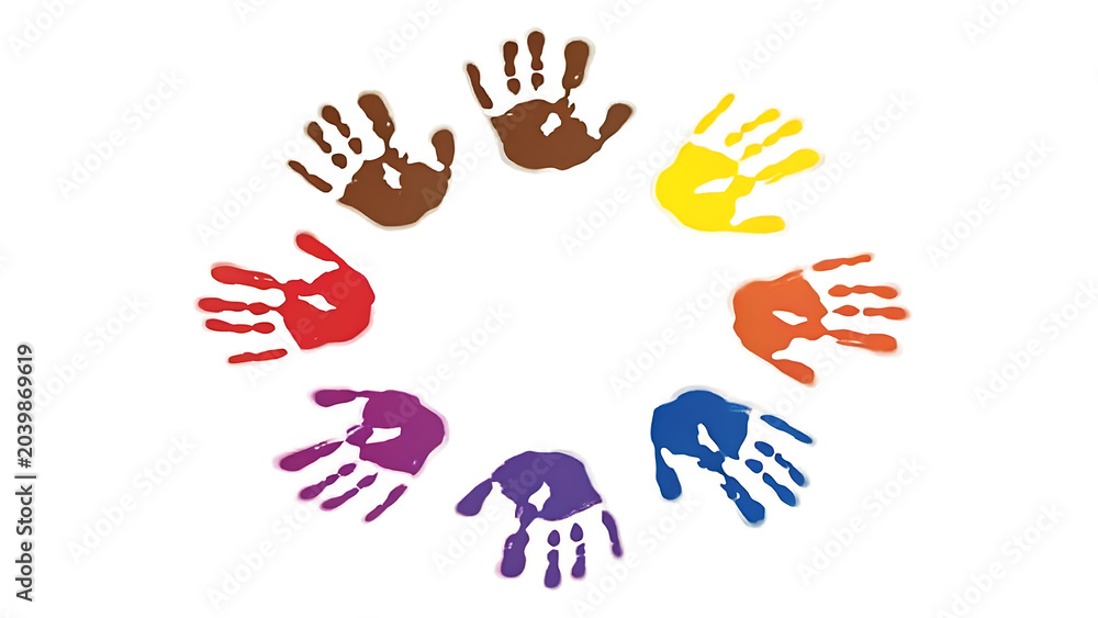 Obraz premium Colorful hand prints in a circle pattern Vector