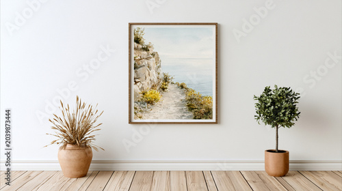 Minimal Wall Art Mockup in a Nordic Home Interior Styled With Neutral Decor and Contemporary Simplicity
