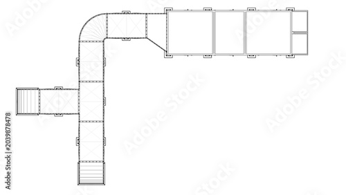 Bild auf Leinwand Air Handling - technical drawing, Blueprint