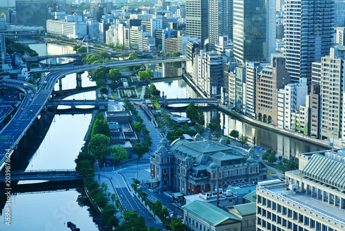 5月早朝 大阪市北区中之島の風景