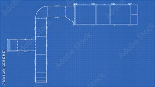 Fotografie Air Handling - technical drawing, Blueprint