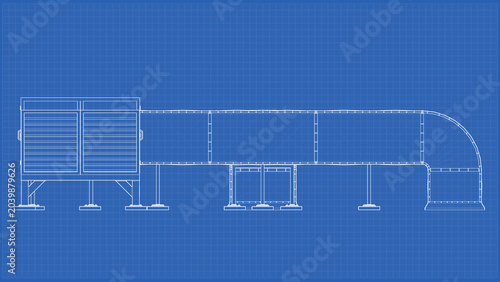 Schilderij op canvas Air Handling - technical drawing, Blueprint