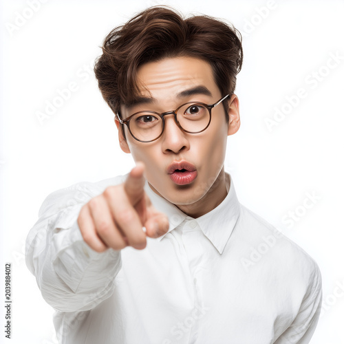 Young Man Pointing at Camera, Call to Action and Attention Concept
