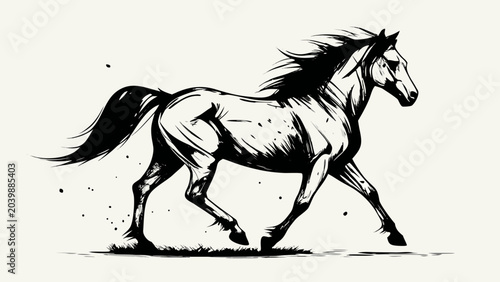 Cuadro en lienzo horse in motion ink illustration animal mammal
