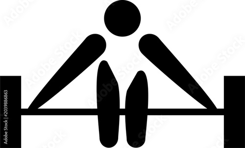 Weightlifting athlete silhouette icon. Minimal black sports pictogram showing strength training, powerlifting, and fitness performance