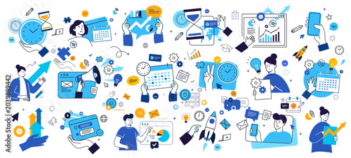 Illustration business collection : marketing, calendar, finance,...