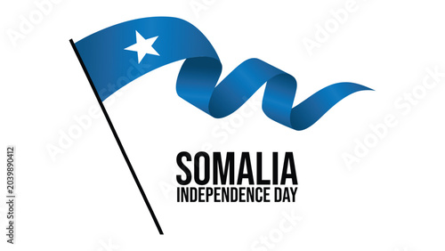 Tablou pe pânză Somalia independence day banner with waving national flag patriotic celebration