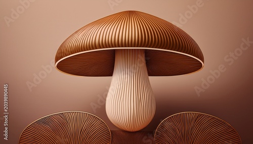 Contemporary Mushroom Line Art In Warm Chestnut Tones Simple Aesthetic