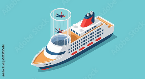 Tableau sur toile Cruise ship with helicopter on deck.