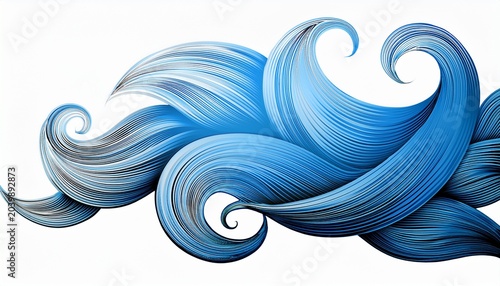 Intricate Tribal Wave Design With Blue Gradient Suitable For Tattoo Or Background