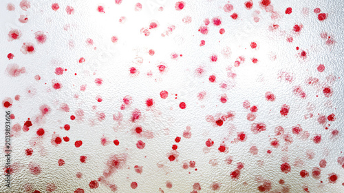 Red spot rash skin allergy abstract pattern medical texture white background pediatric skin frosted glass watercolor splash organic shape soft light