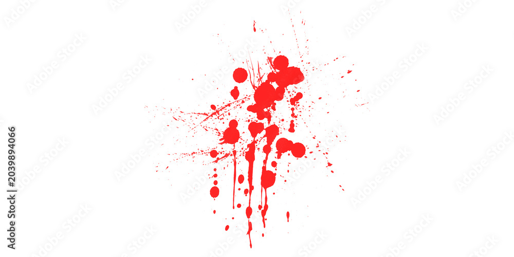 Naklejka premium Red Ink Splatter Abstract Design with Dripping Effect on White Background