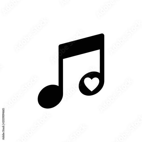 Fotografija Musical note symbol features a heart shape to express the deep emotional connection between melodic art and romantic feelings