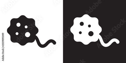 Canvastavla Minimalist Germ Icon with Flagella and Spores in Black Silhouette - Modern Micro