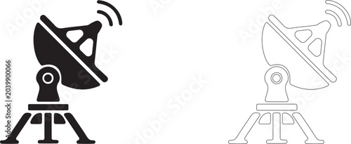 Bild auf Leinwand Satellite dish vector icon, parabolic radar symbol, space communication, signal reception, telecommunications and aerospace technology